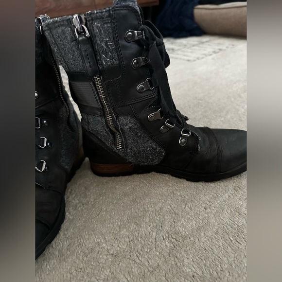 Sorel Women’s Gray Major Carly Boots Lace Up Waterproof Leather Combat Size 7 - Picture 7 of 11